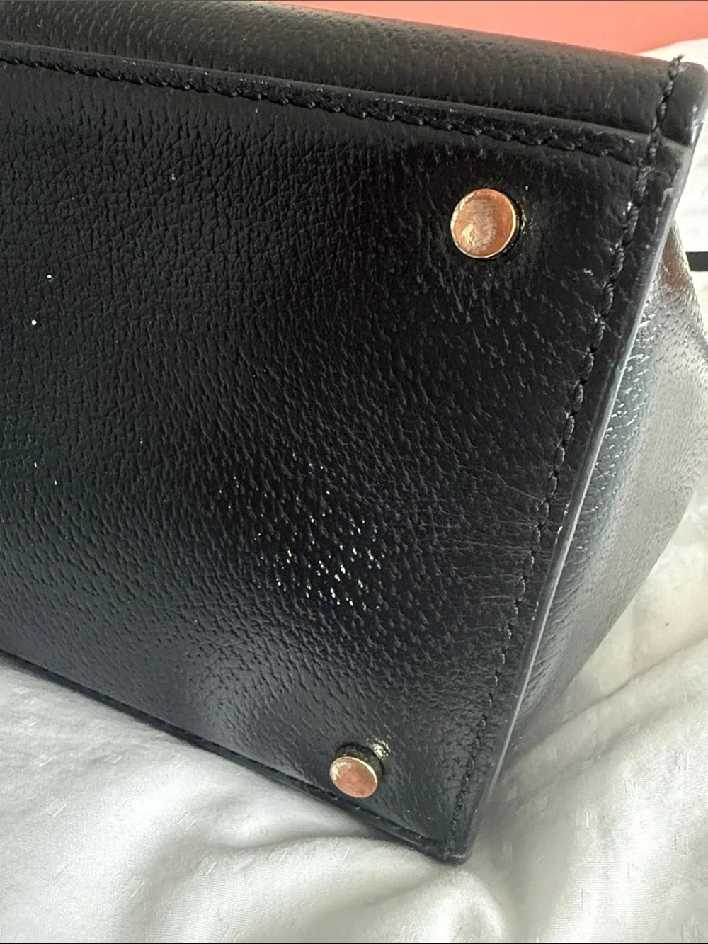 kate spade Black Pebbled Leather Satchel with Top Handles